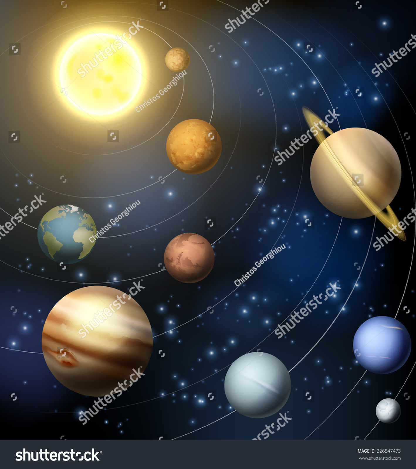 Illustration Planets Orbiting Sun Solar System Stock Illustration ...