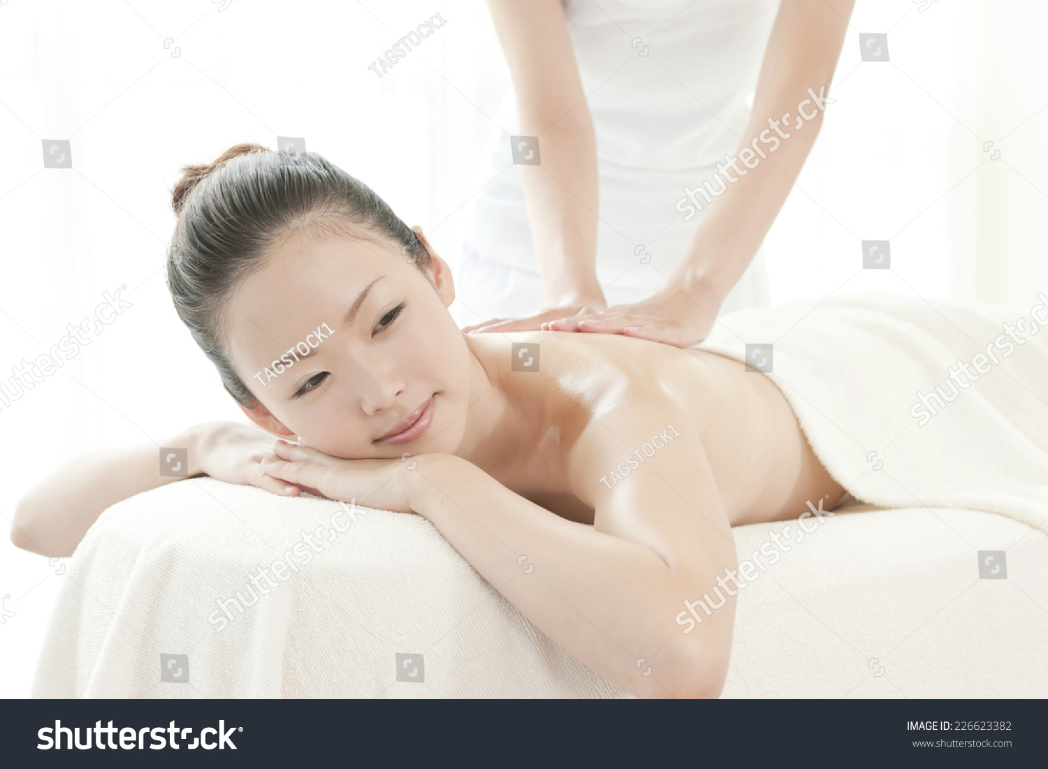 Japanese Woman Receiving Oil Massage