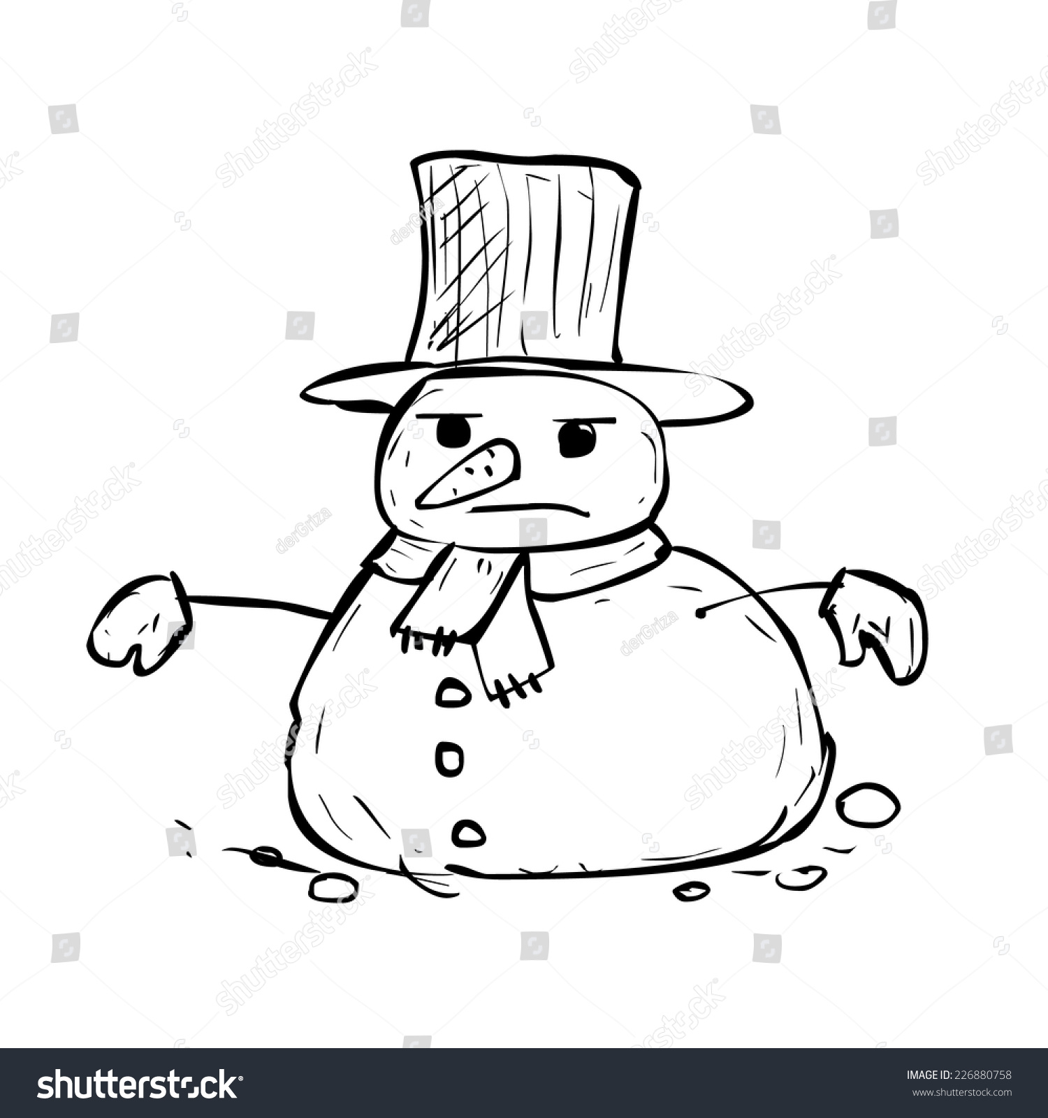 Hand Drawn Angry Snowman Vector Cartoon Stock Vector (Royalty Free ...