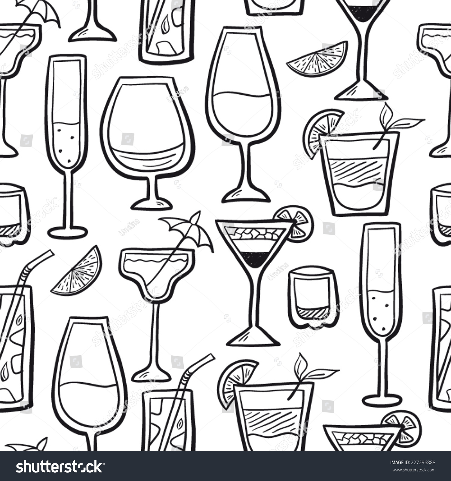 Cocktail Background Black White Stock Vector (Royalty Free) 227296888 ...