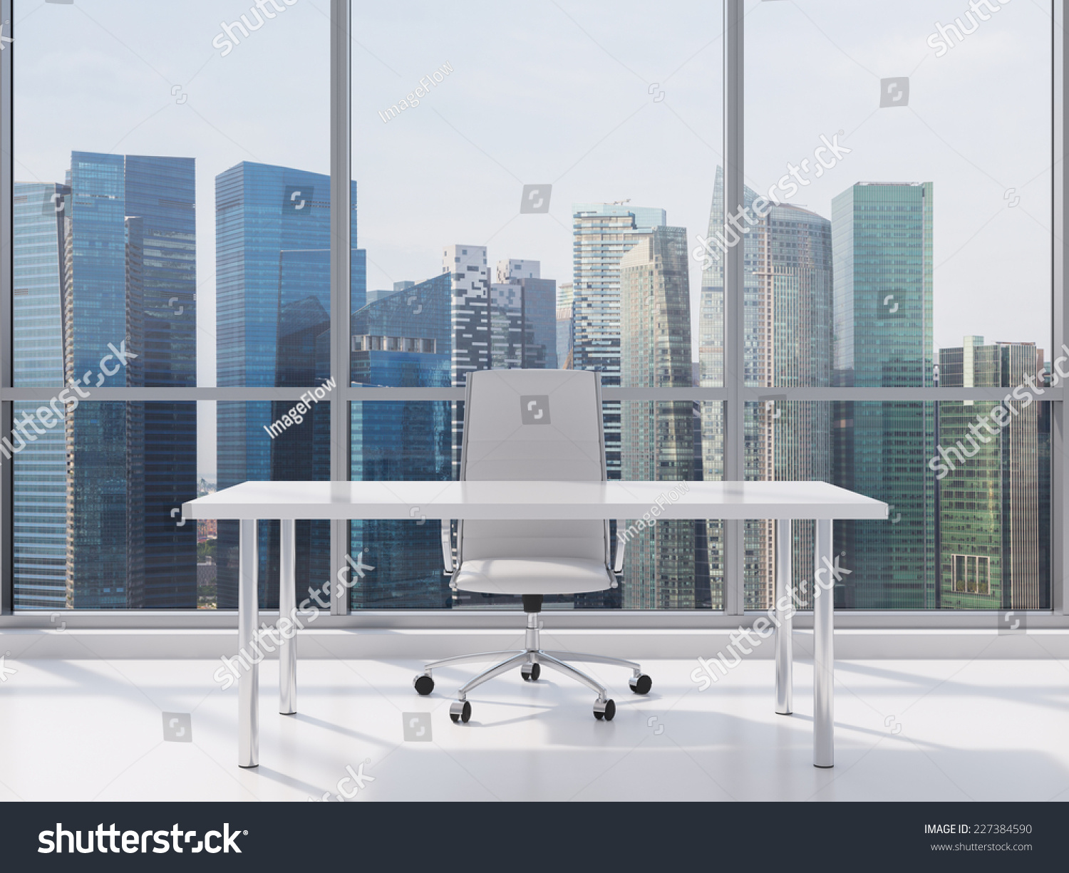 Modern Workplace Office Windows City View Stock Photo 227384590 ...