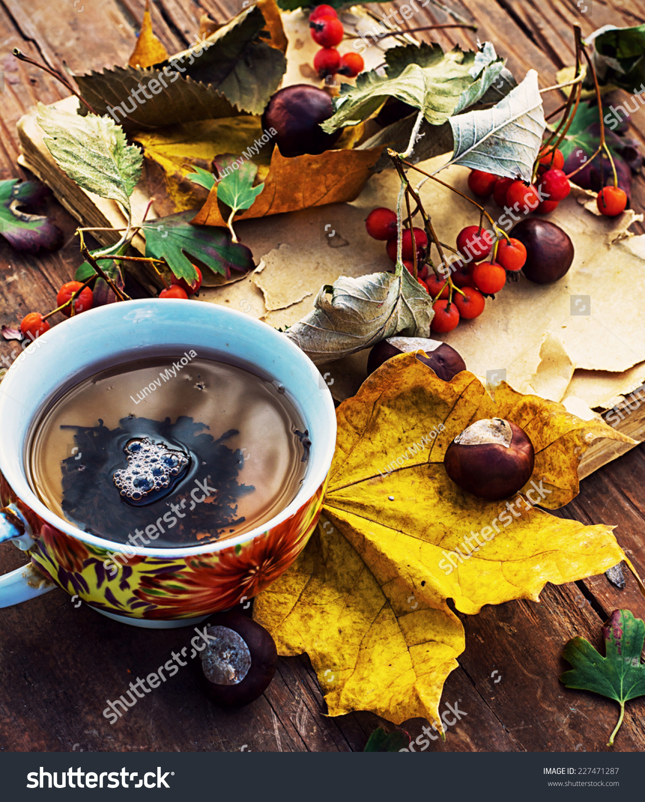 Осень чай листья