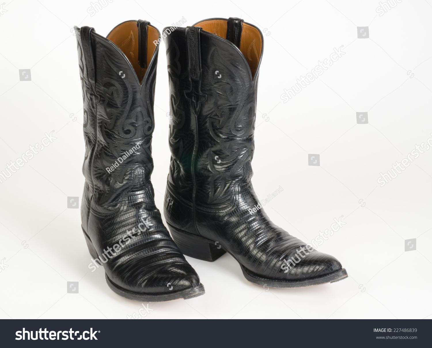 black lizard skin cowboy boots