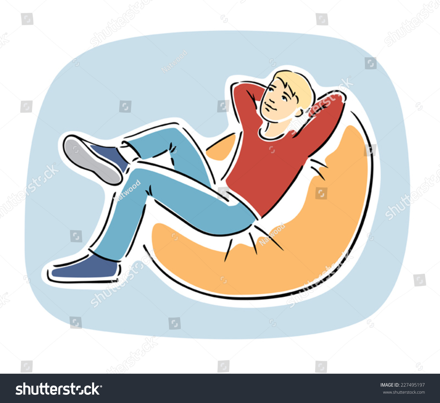 Сидящий человечек на пуфике