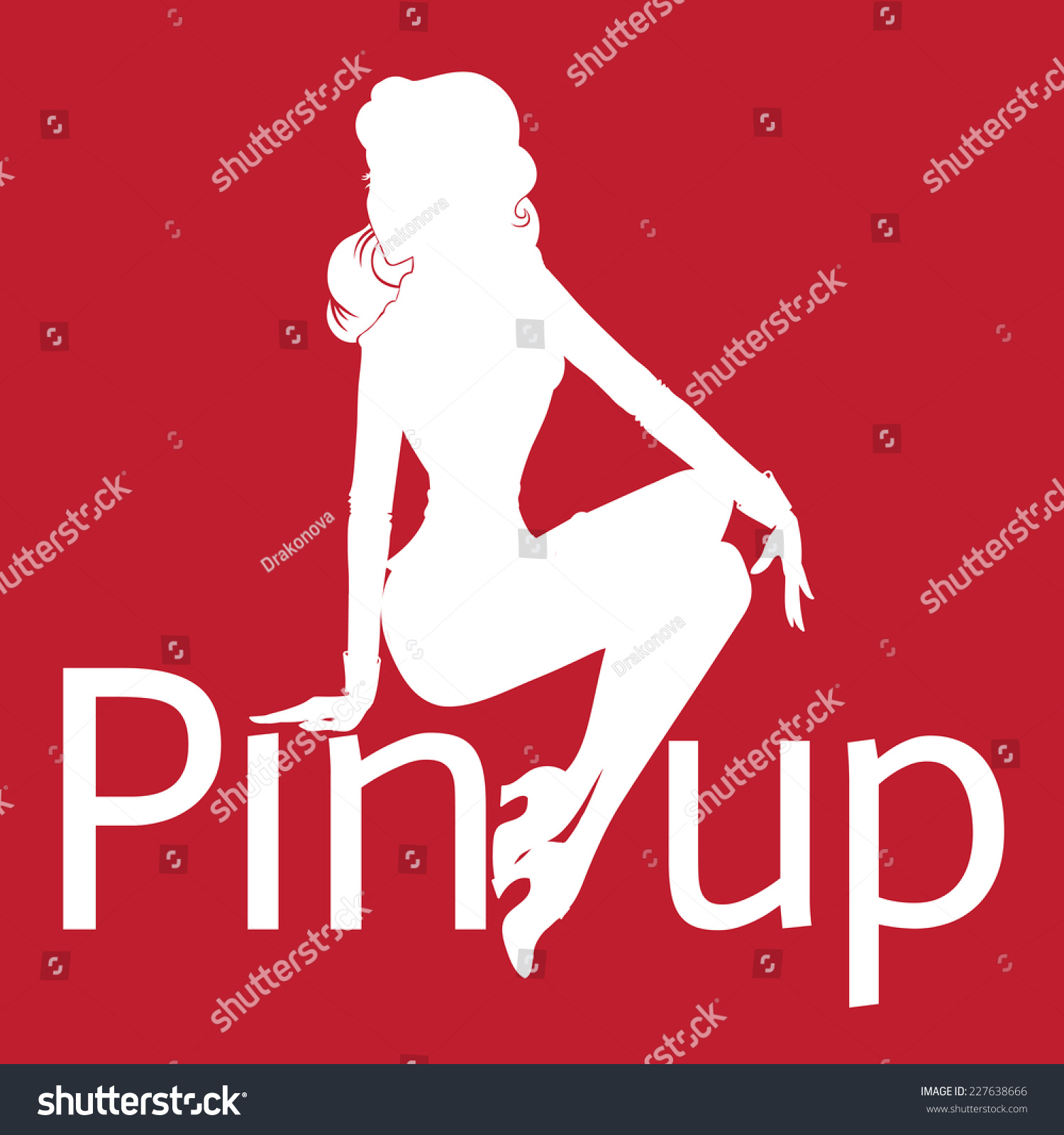 Silhouette Pinup Sexy Girl Sitting On Stock Vector Royalty Free