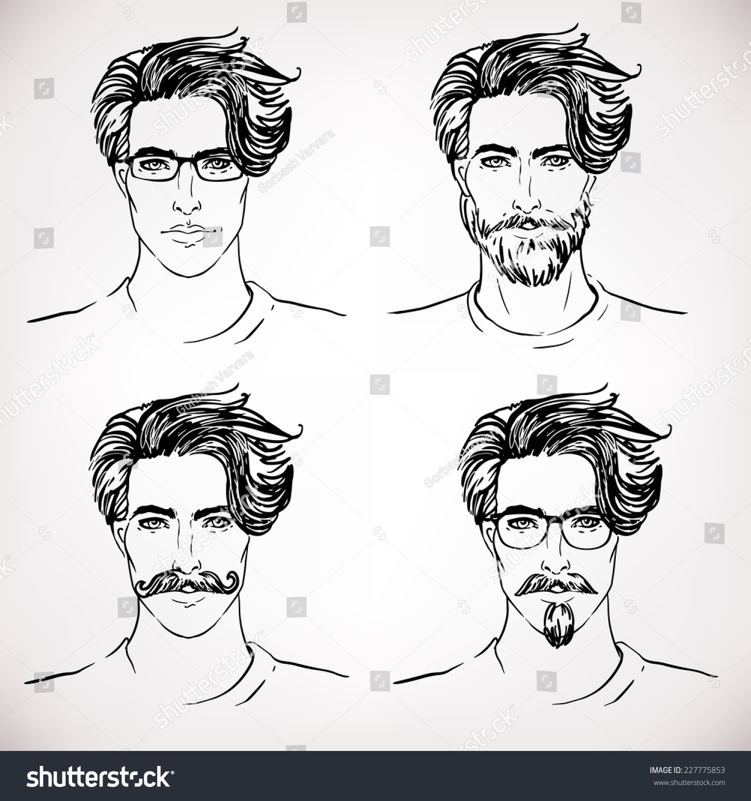 Рисунки лица мужчины с усами и бородкой
