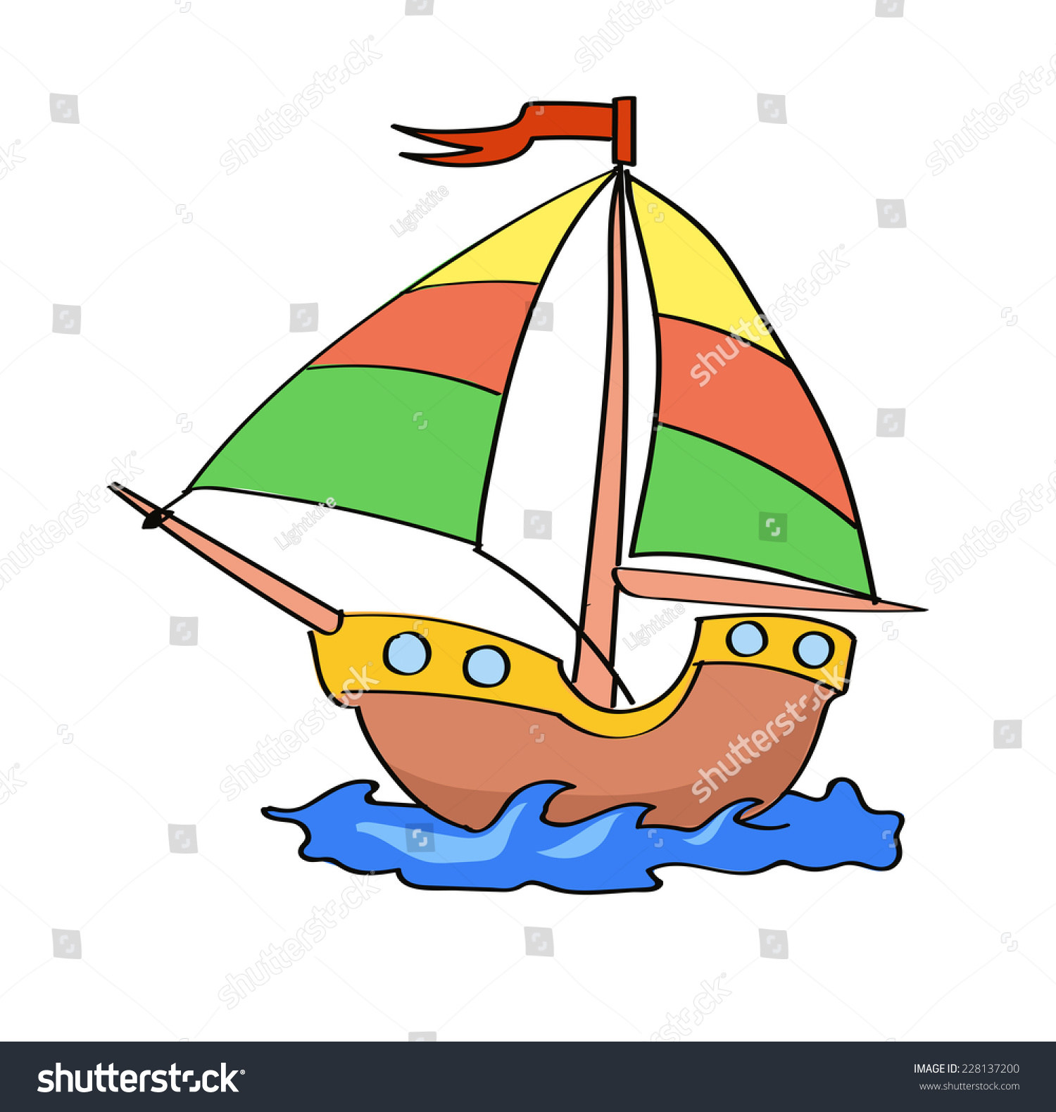 Boat Cartoon Colorful On White Background Stock Vector (Royalty Free ...