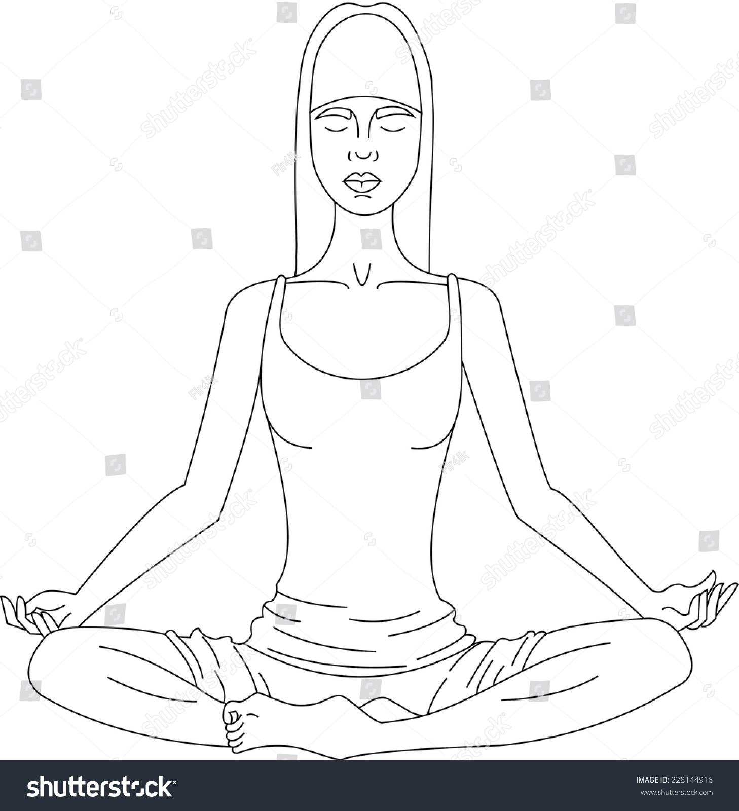 Yoga Girl Vector Illustration Coloring Book Stock Vector (royalty Free 