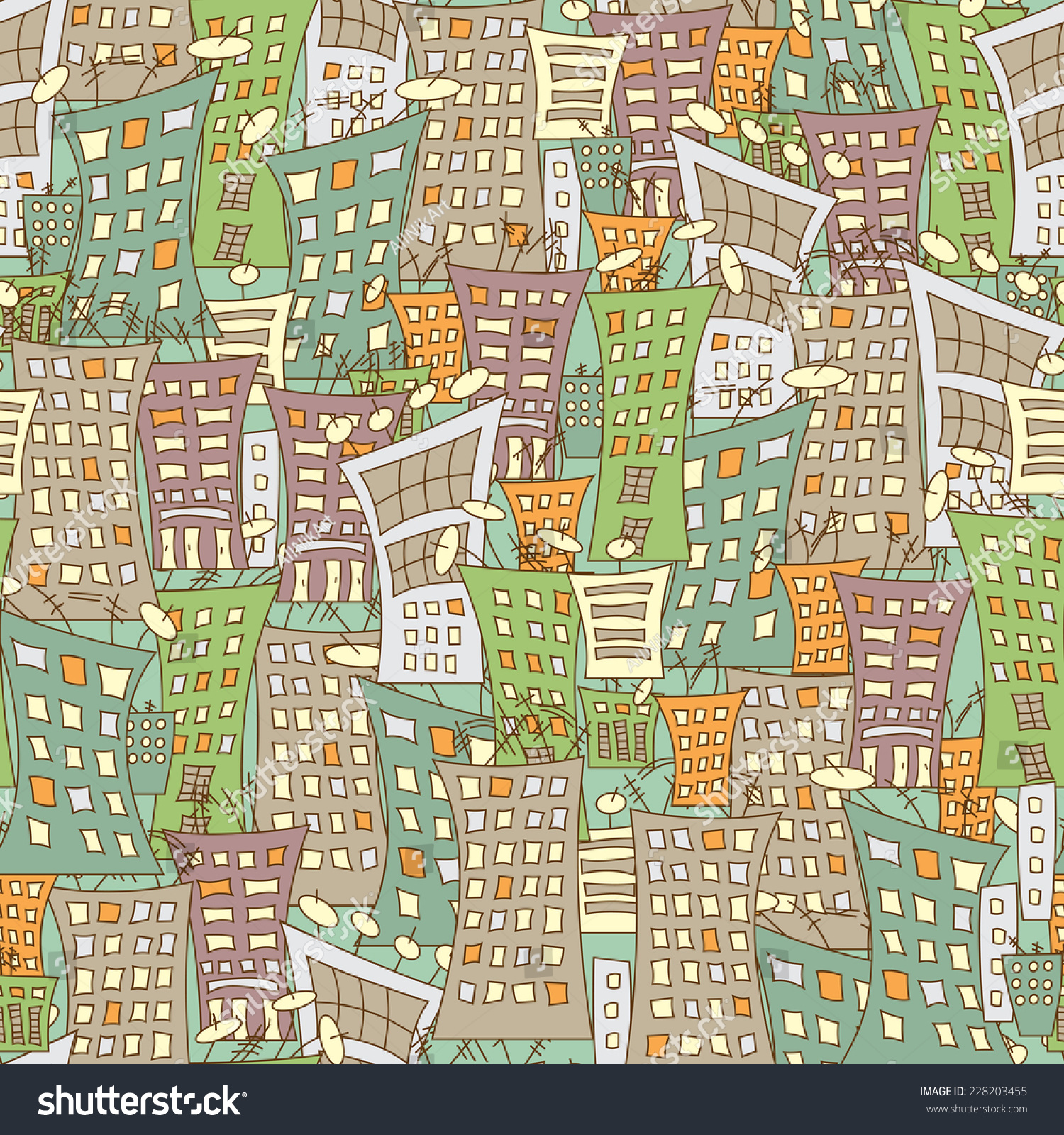 City Seamless Pattern Houses Kids Background Stock Vector (Royalty Free ...