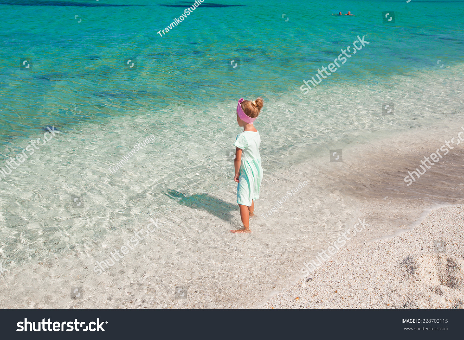 Adorable Little Girl Tropical Beach During Stock Photo 228702115 ...