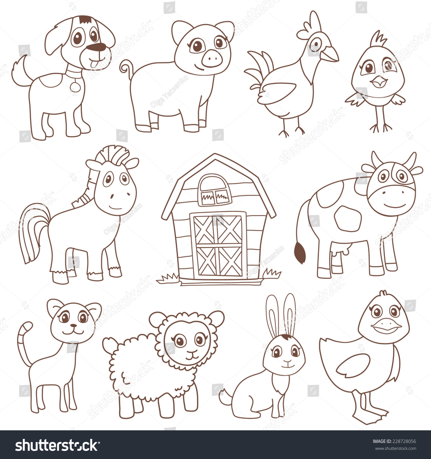 Funny Farm Animals Vector Cartoon Style Stock Vector (Royalty Free ...