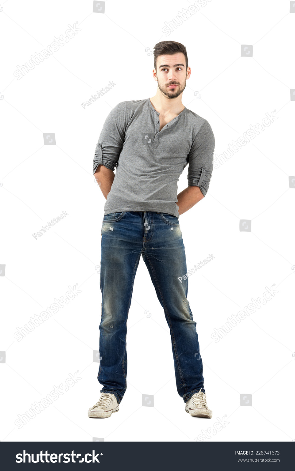 Confused Young Man Hand Clasped On Stock Photo 228741673 | Shutterstock