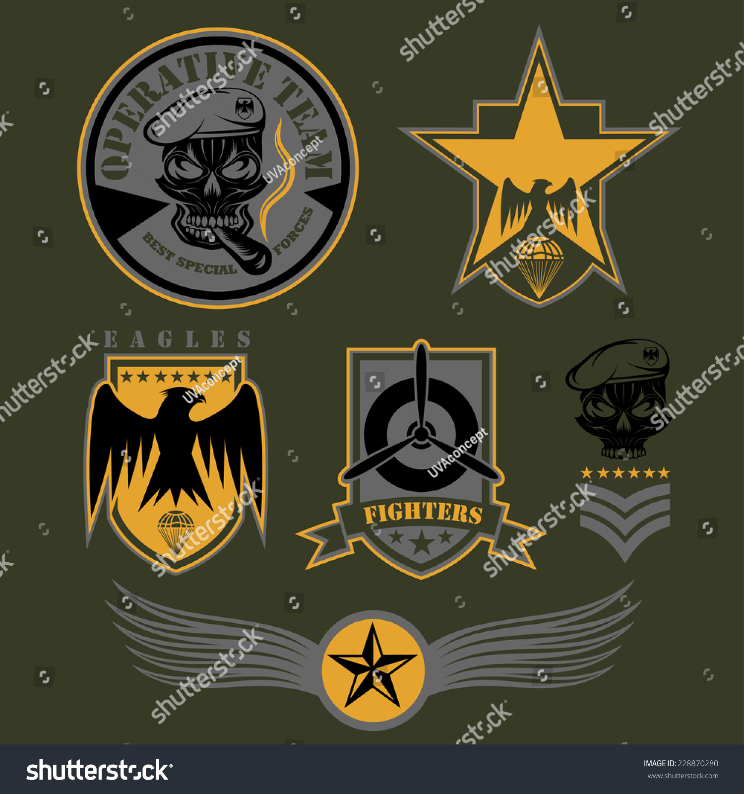 Special Unit Military Emblem Set Vector Stock Vector (Royalty Free ...