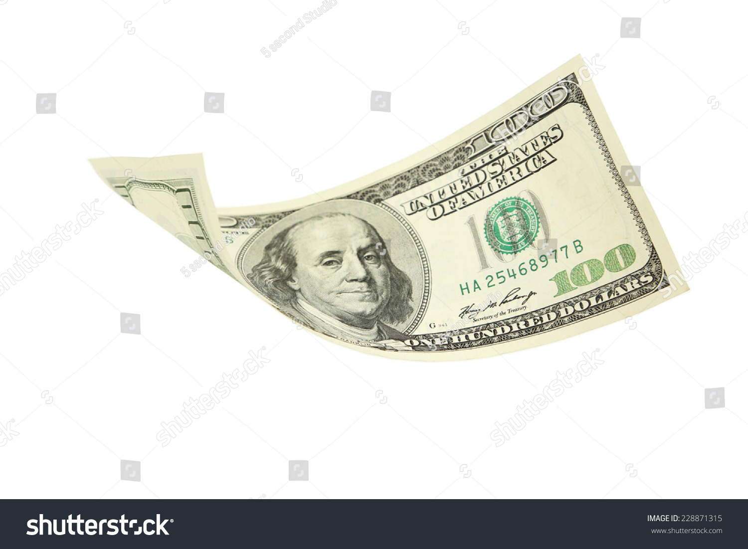 Hundred Dollar Bill Falling On White Stock Photo 228871315 | Shutterstock