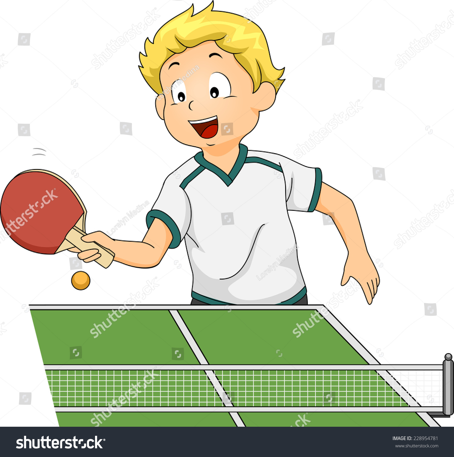 Мальчик играет в настольный теннис