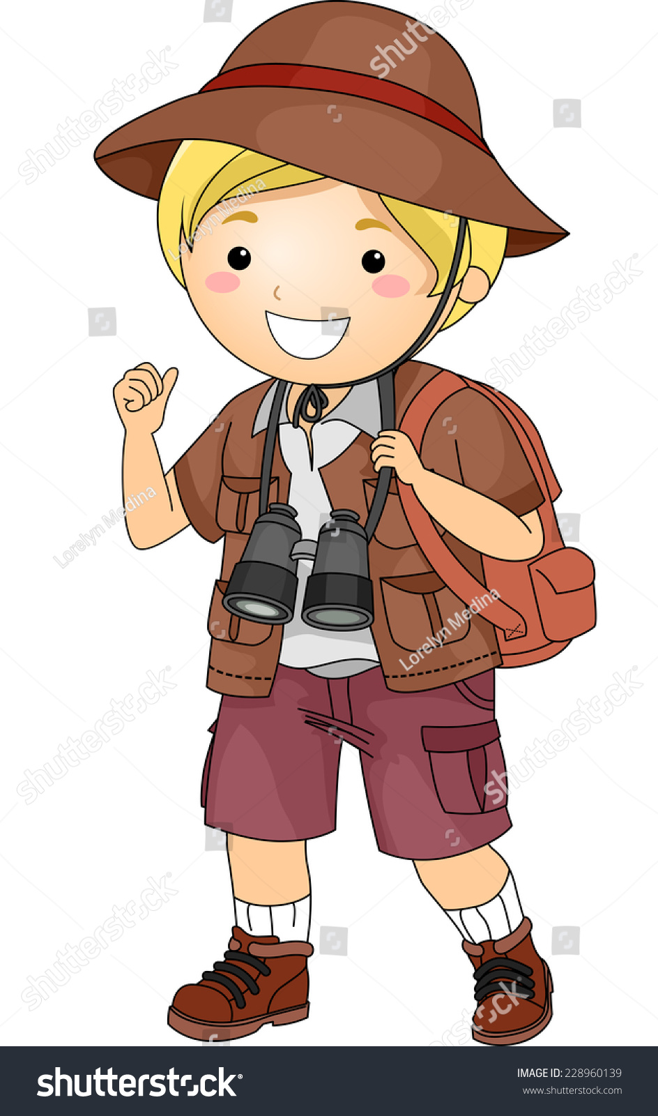 Illustration Featuring Boy Wearing Safari Outfit Stock Vector (royalty 