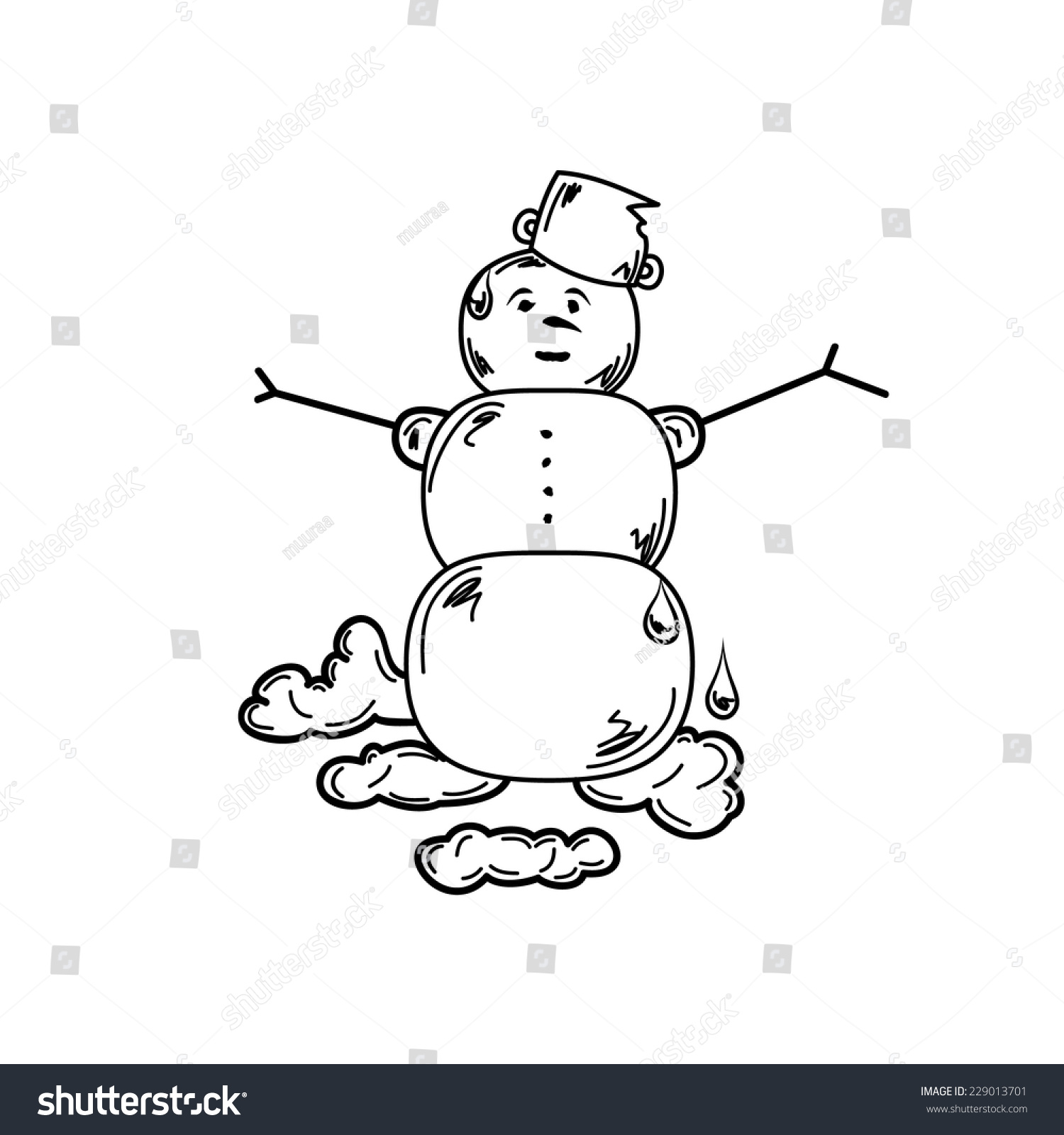 Melting Snowman On White Background Isolated Stock Vector (Royalty Free ...