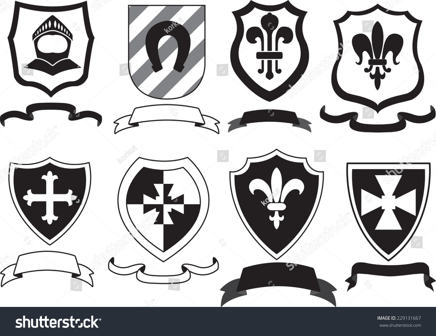 knight shield clipart black and white