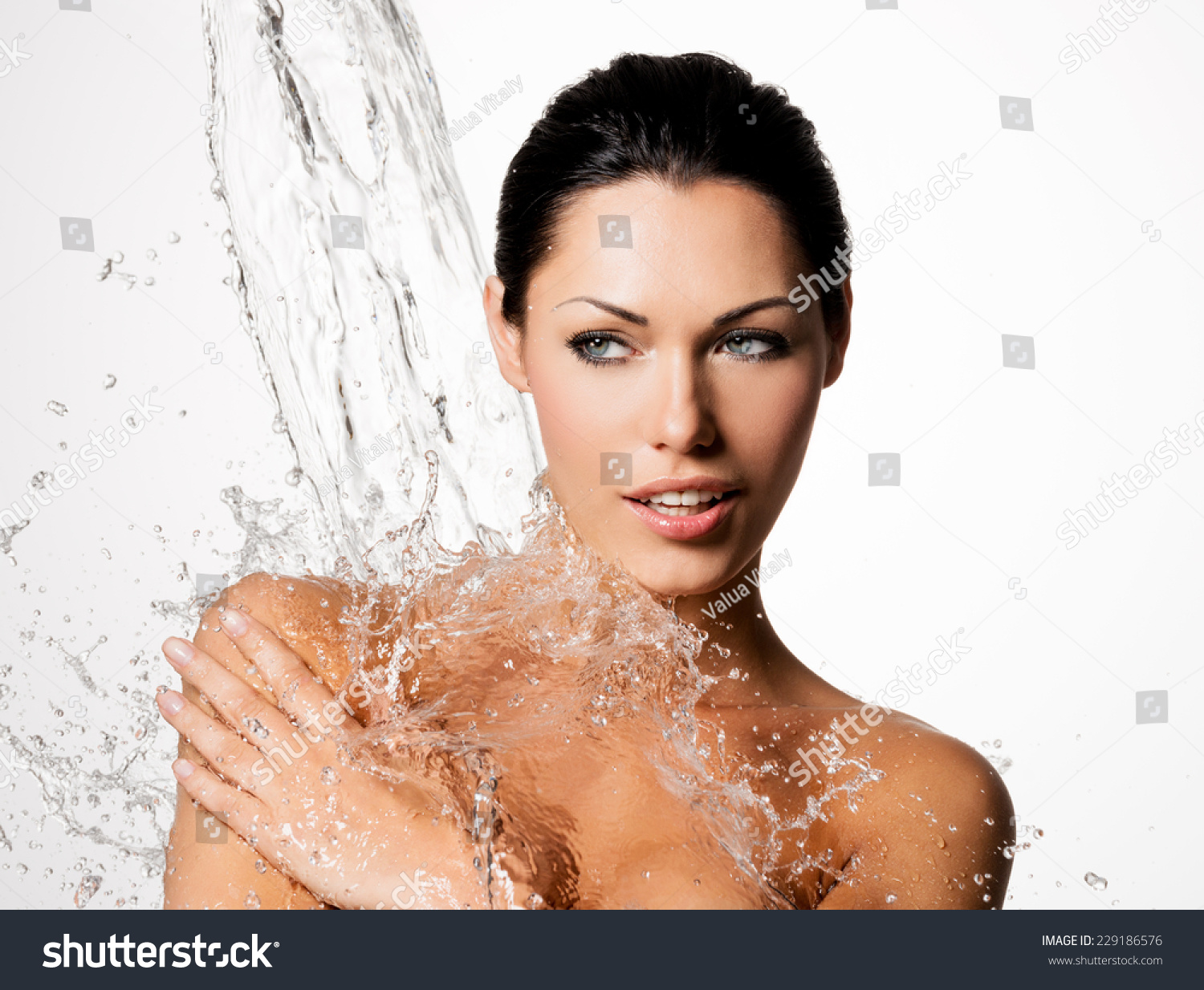 Beautiful Naked Woman Wet Body Splashes Stock Photo Shutterstock