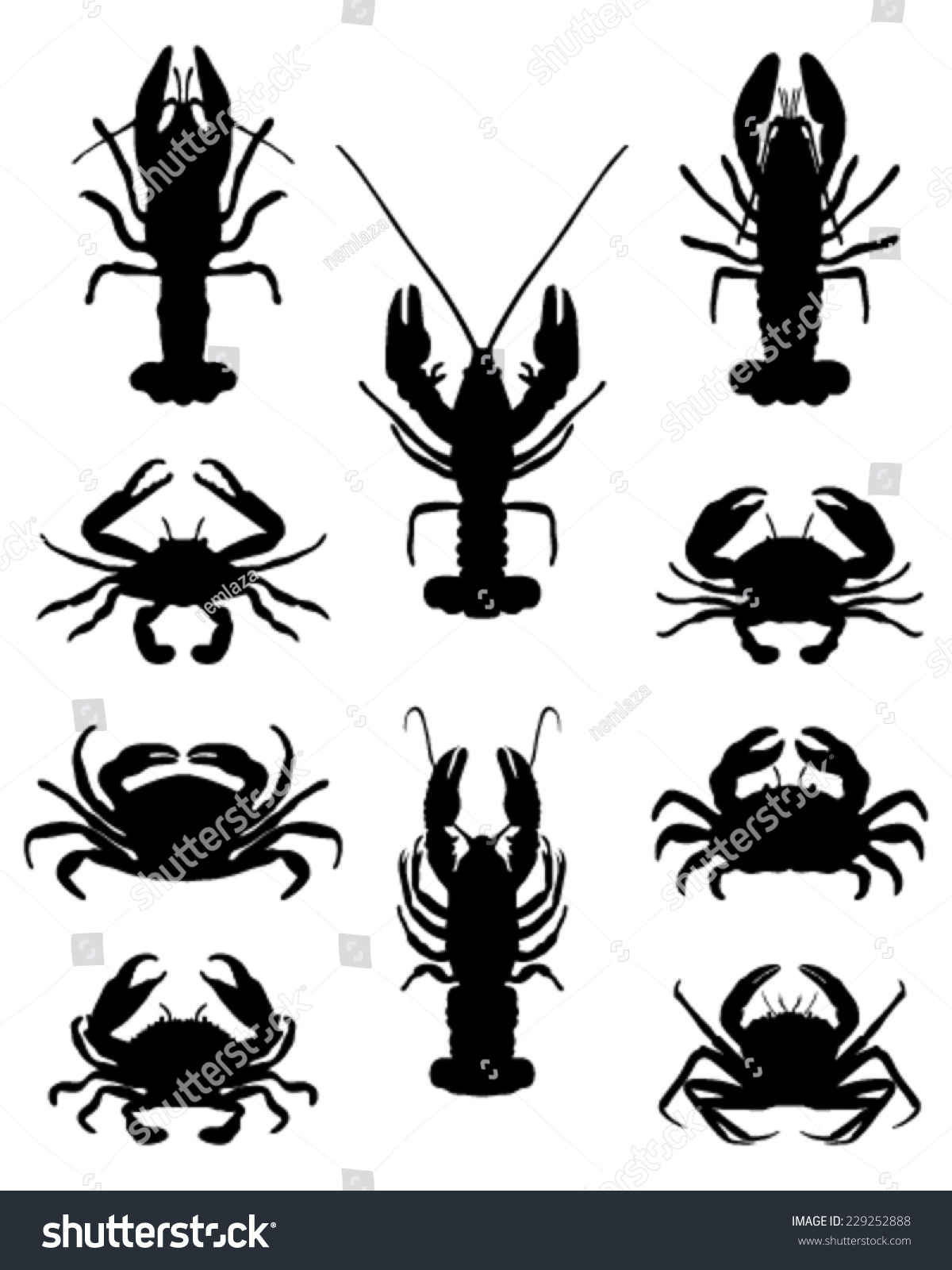 Silhouettes Crabs Vector Illustration Stock Vector (Royalty Free ...