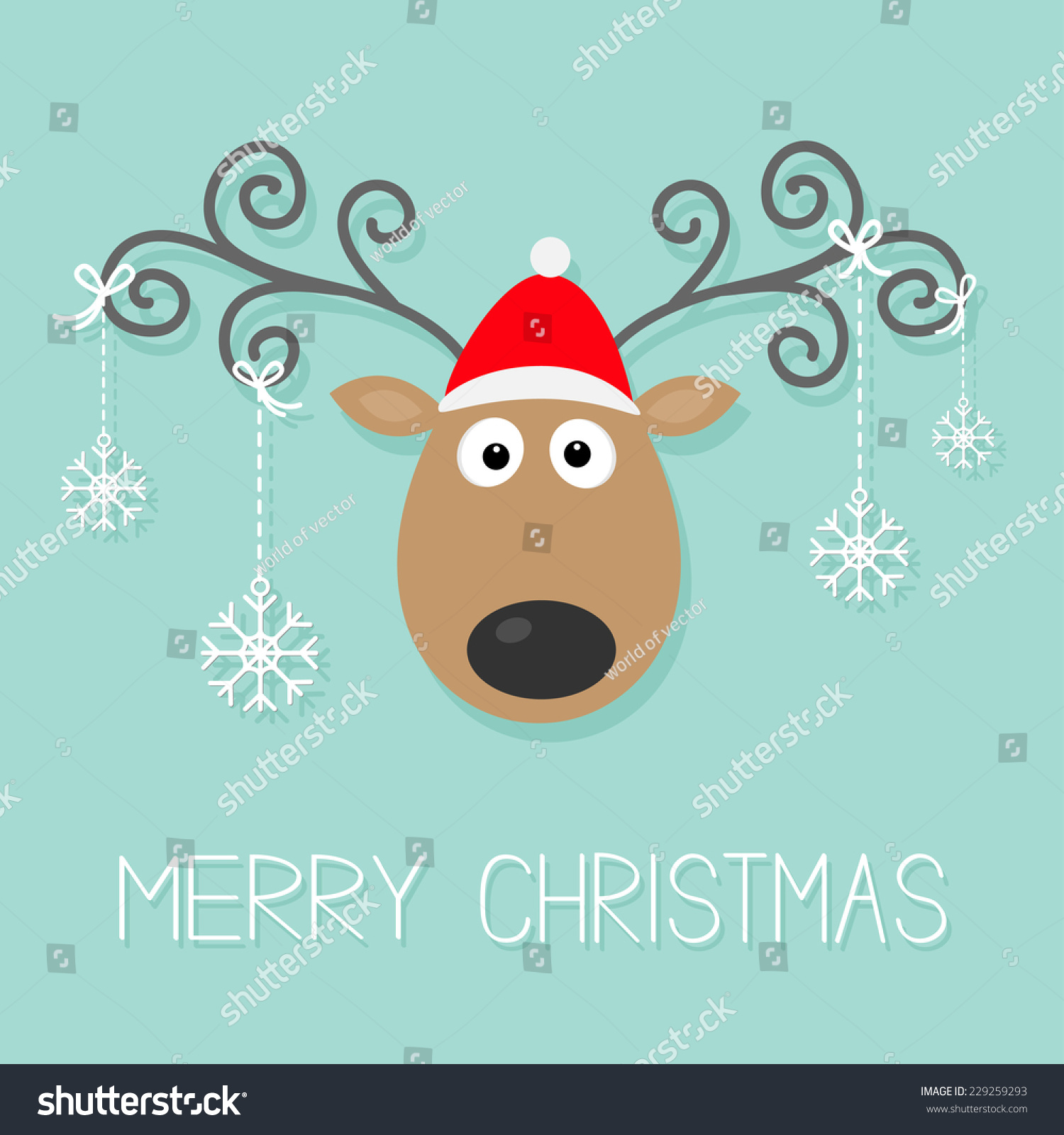 Cute Cartoon Deer Curly Horns Red Stock Vector (Royalty Free) 229259293 ...