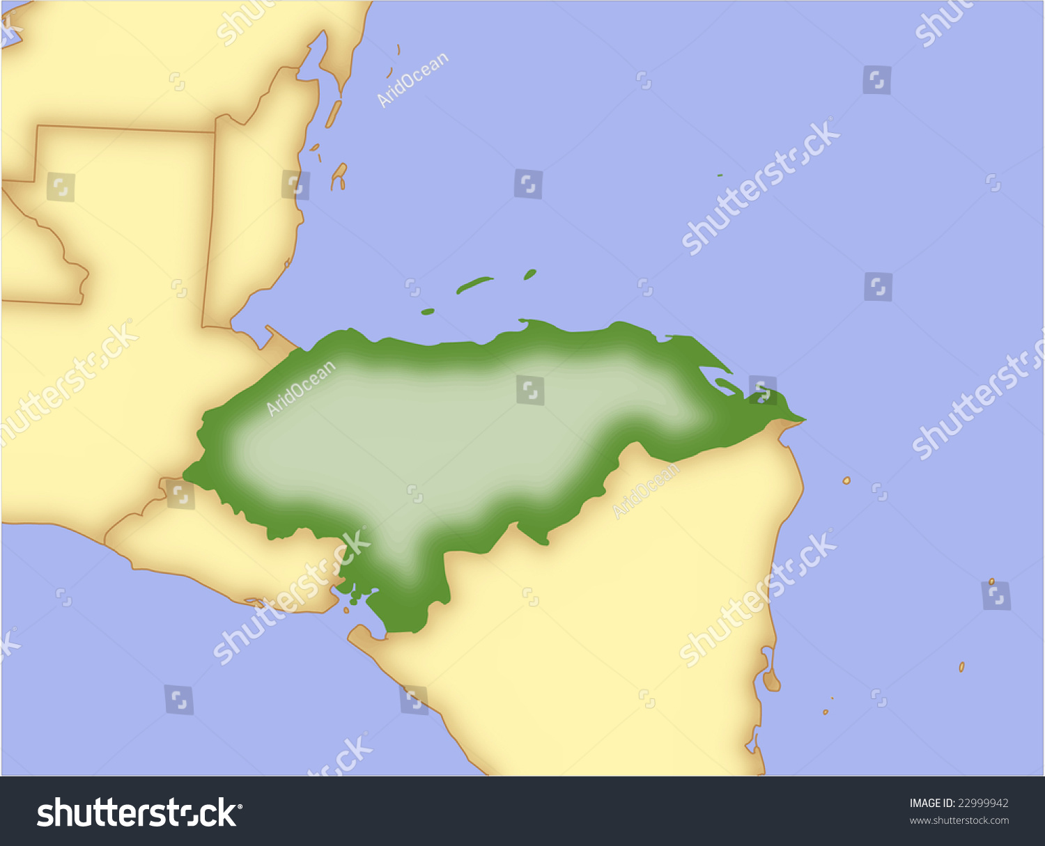 Honduras Vector Map Borders Surrounding Countries Stock Vector Royalty Free 22999942 5006