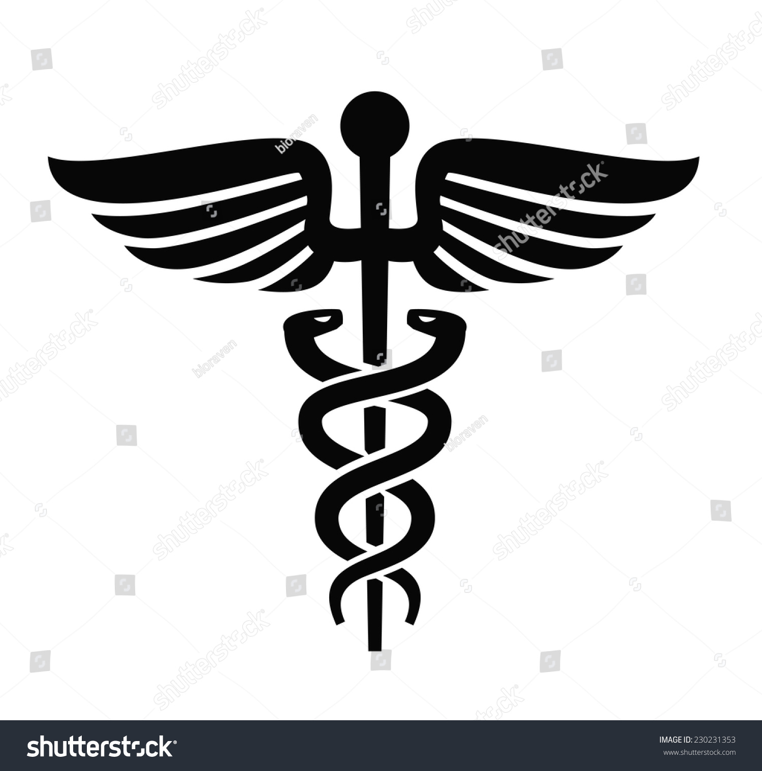 Vector Black Caduceus Icon On White Stock Vector (Royalty Free ...