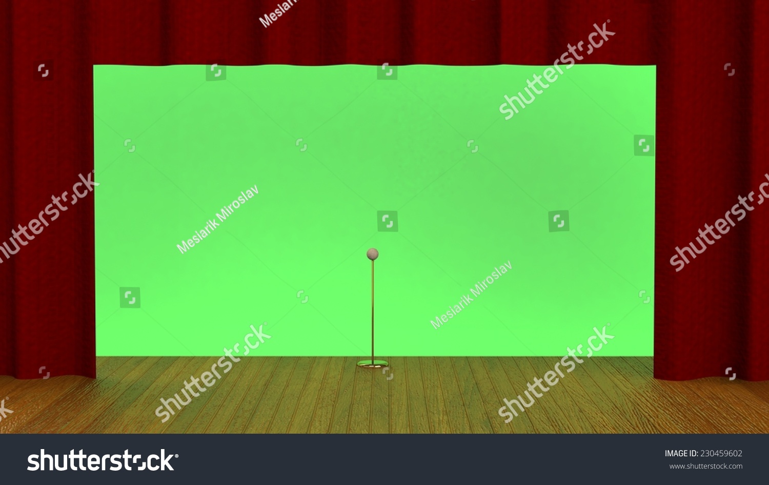 Empty Stage Red Curtain 3d Render Stock Illustration 230459602