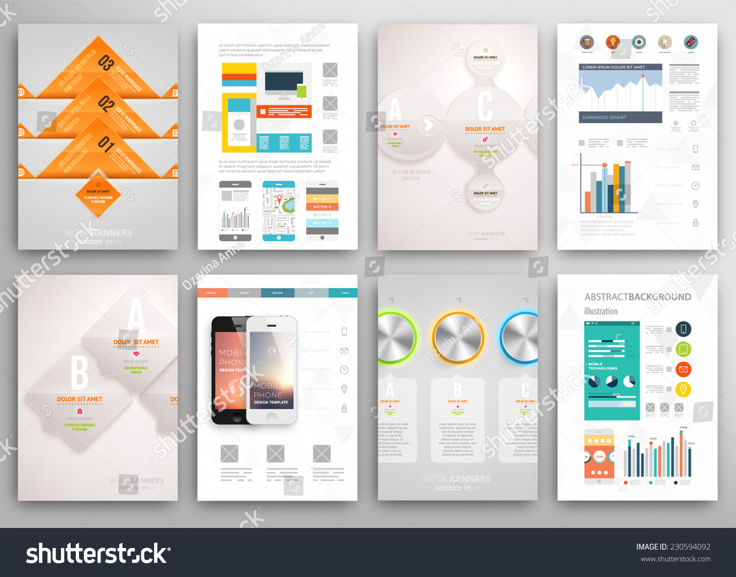 Set Flyer Brochure Design Templates Geometric Stock Vector (Royalty ...