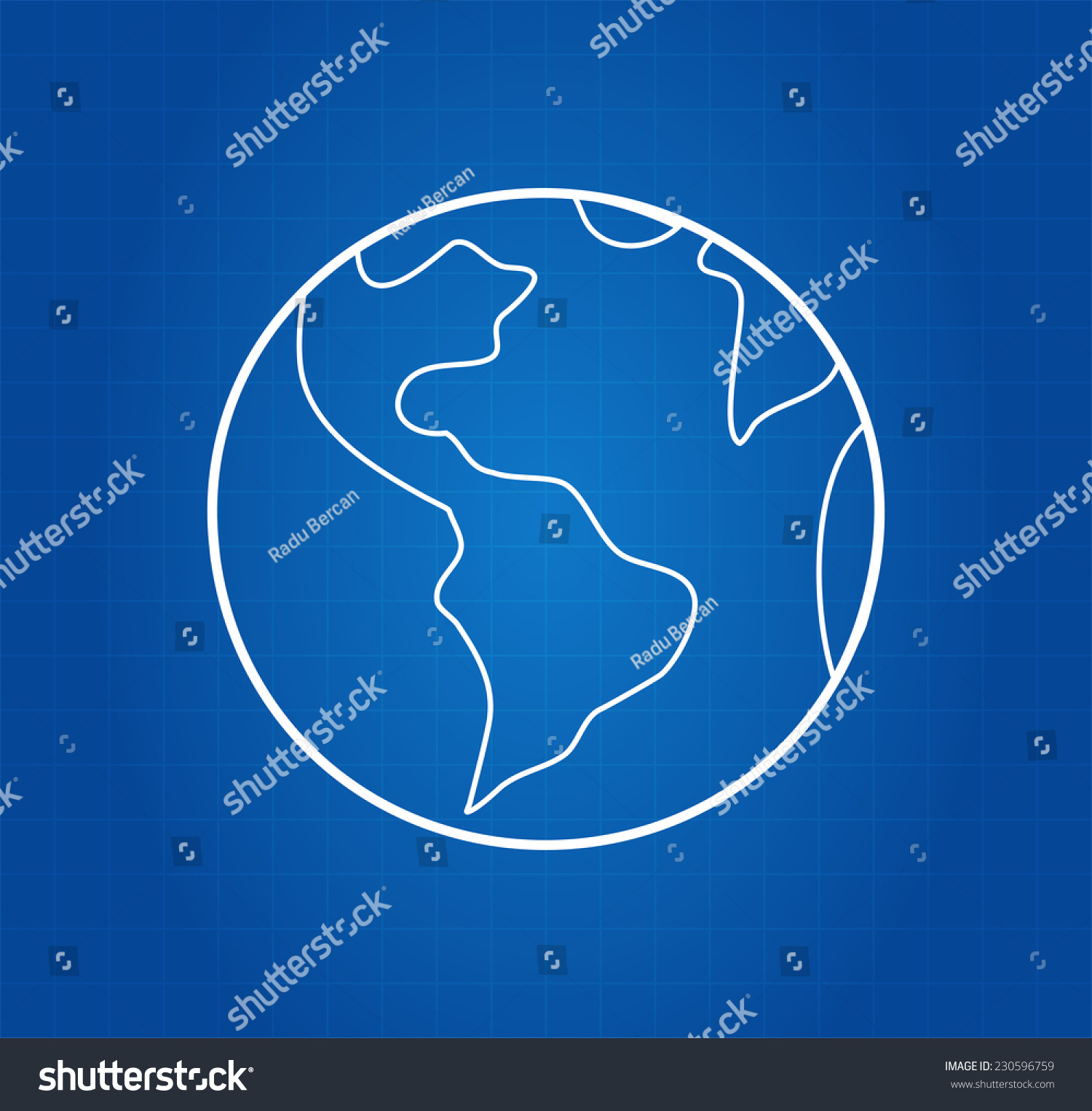 Planet Earth Blueprint Stock Vector (Royalty Free) 230596759 | Shutterstock