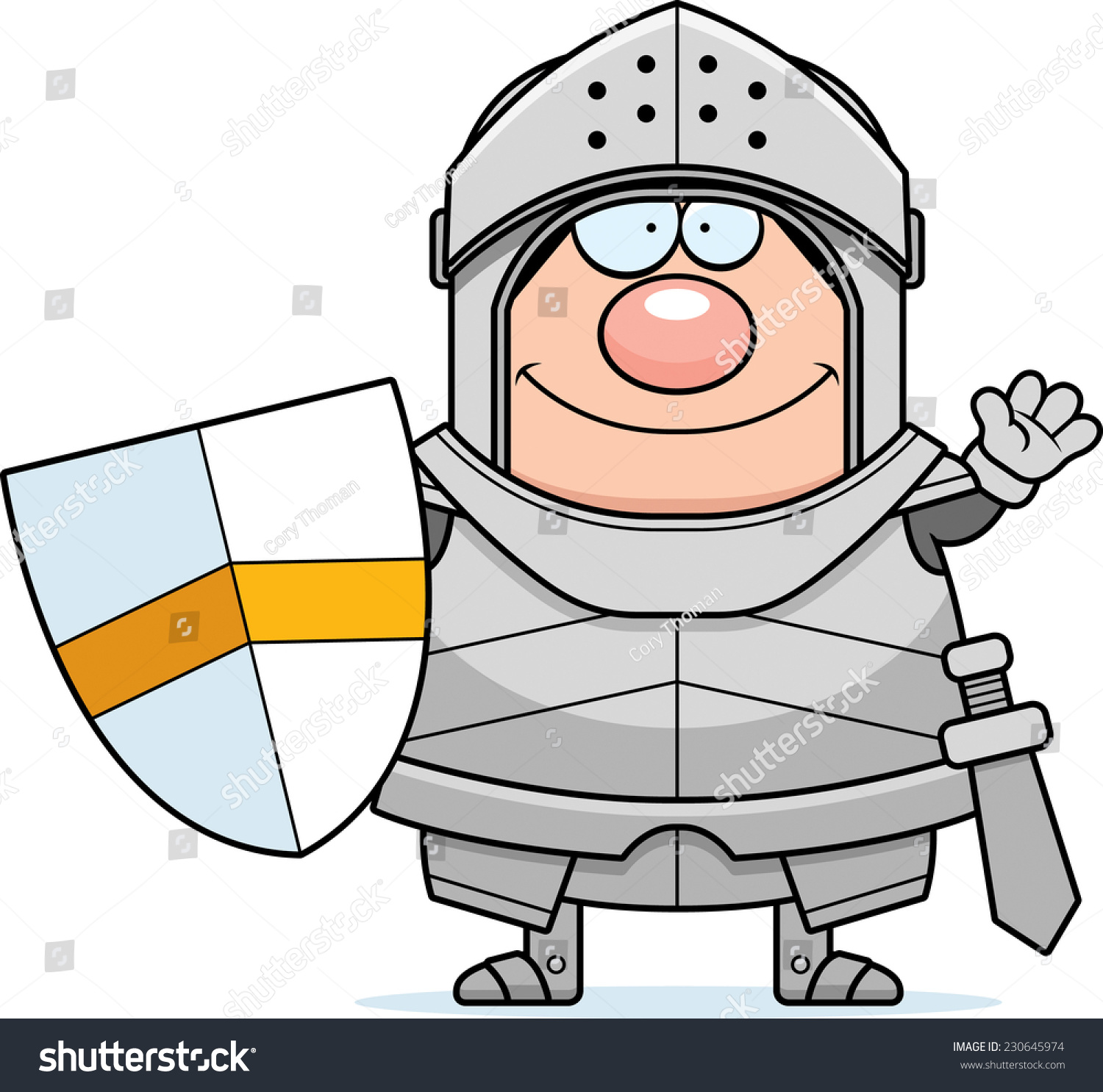 Cartoon Illustration Knight Waving Stock Vector (Royalty Free ...