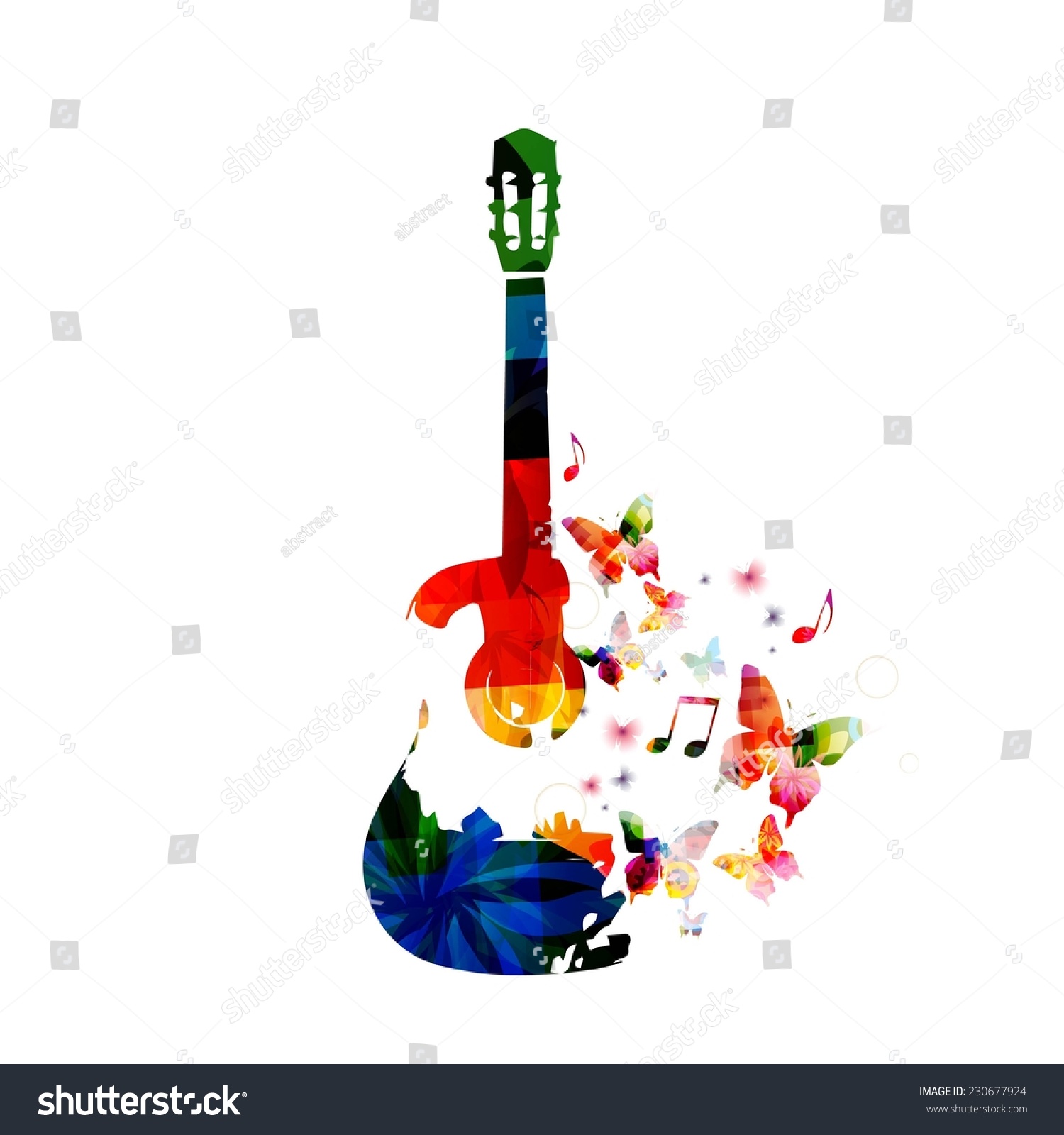 Colorful Music Background Guitar Stock Vector (Royalty Free) 230677924 ...