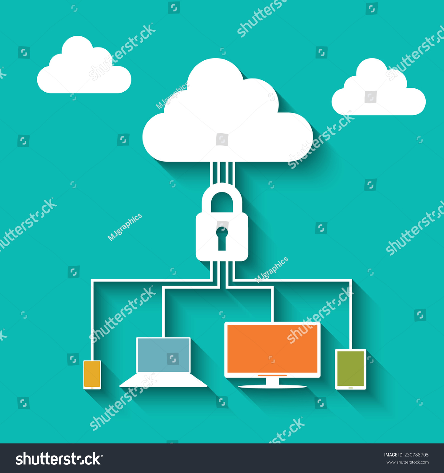 Cloud Computing Security Concept Design Computer Stock Vector (Royalty ...