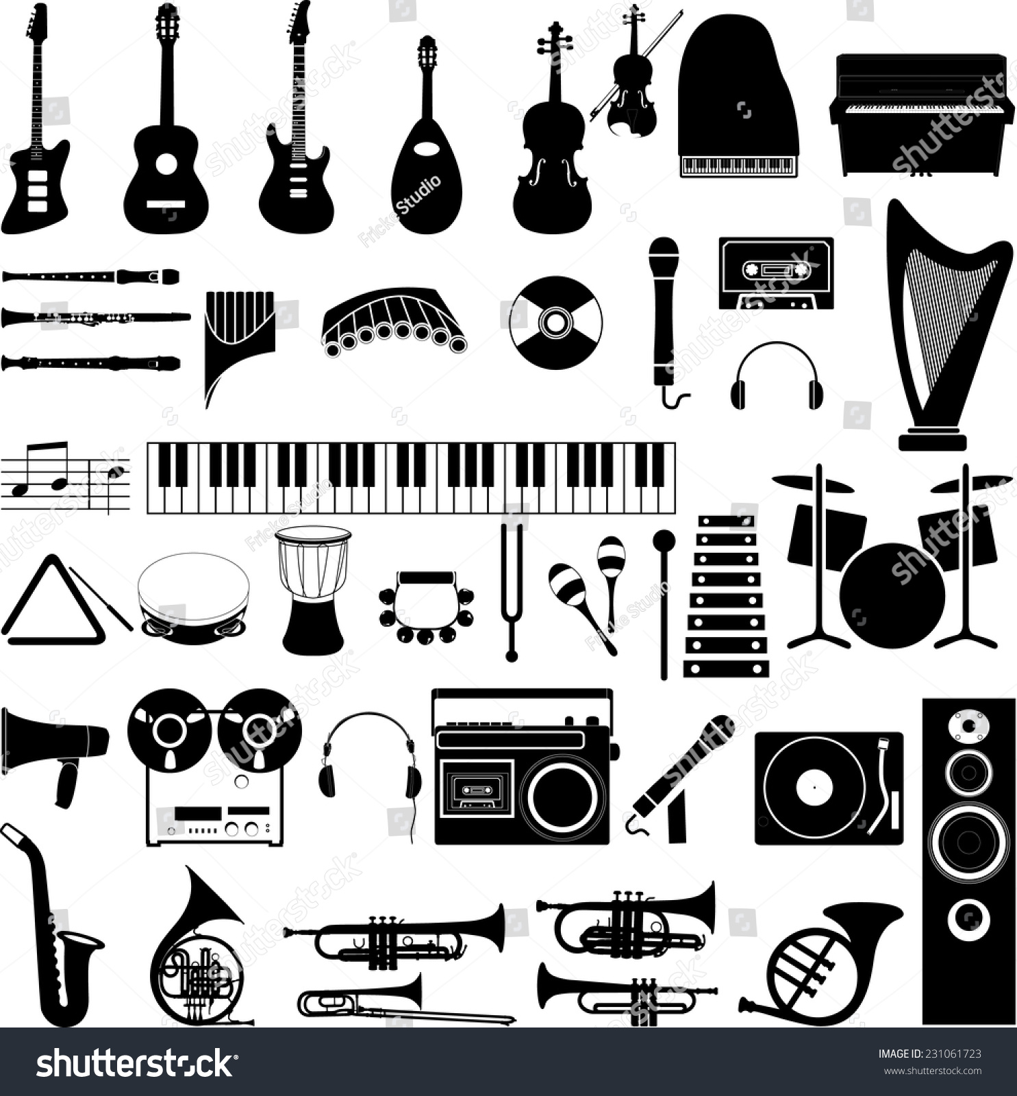 Music Vector Illustration Icons Stock Vector (Royalty Free) 231061723 ...