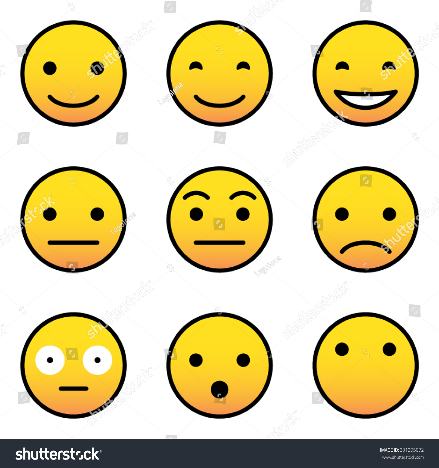 Set Round Emoji Icons Stock Vector (Royalty Free) 231205072 | Shutterstock