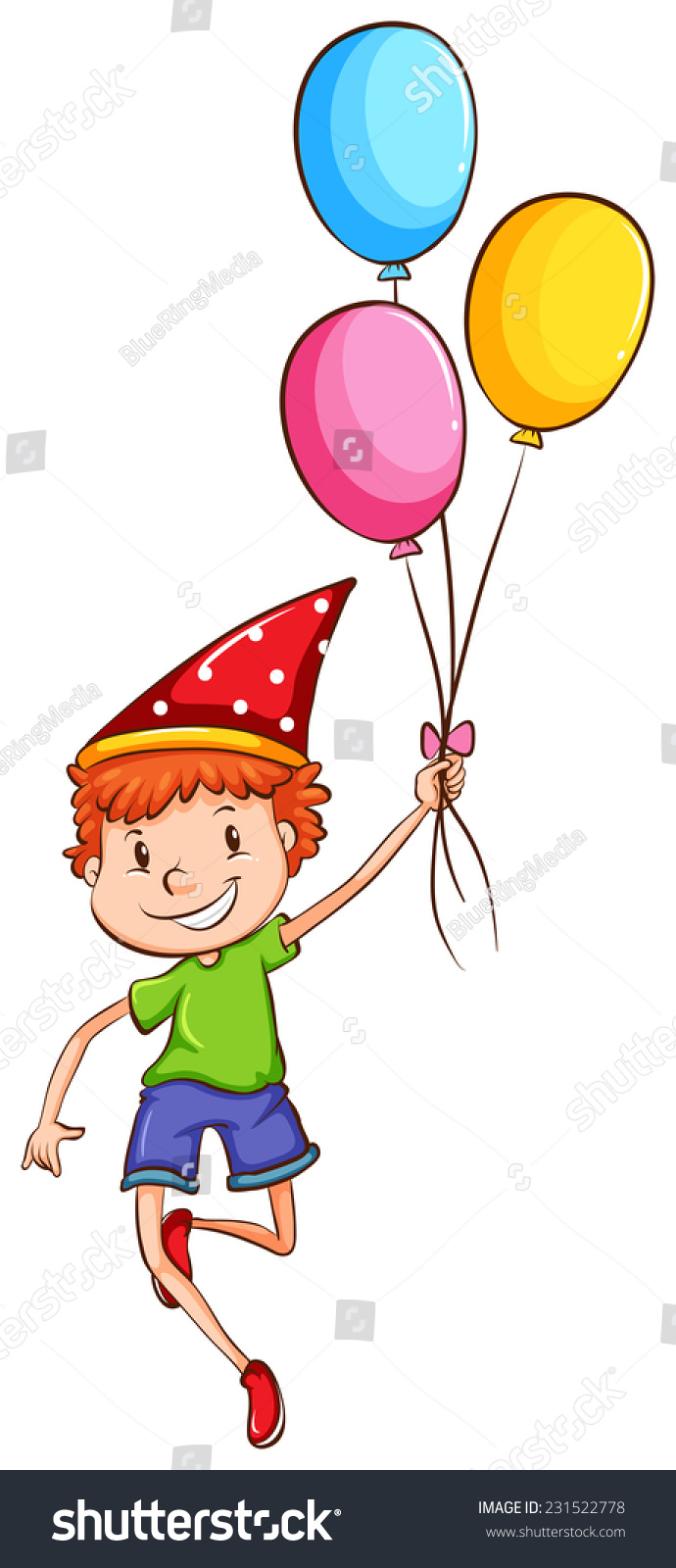 Sketch Happy Kid Balloons On White Stock Vector (Royalty Free ...