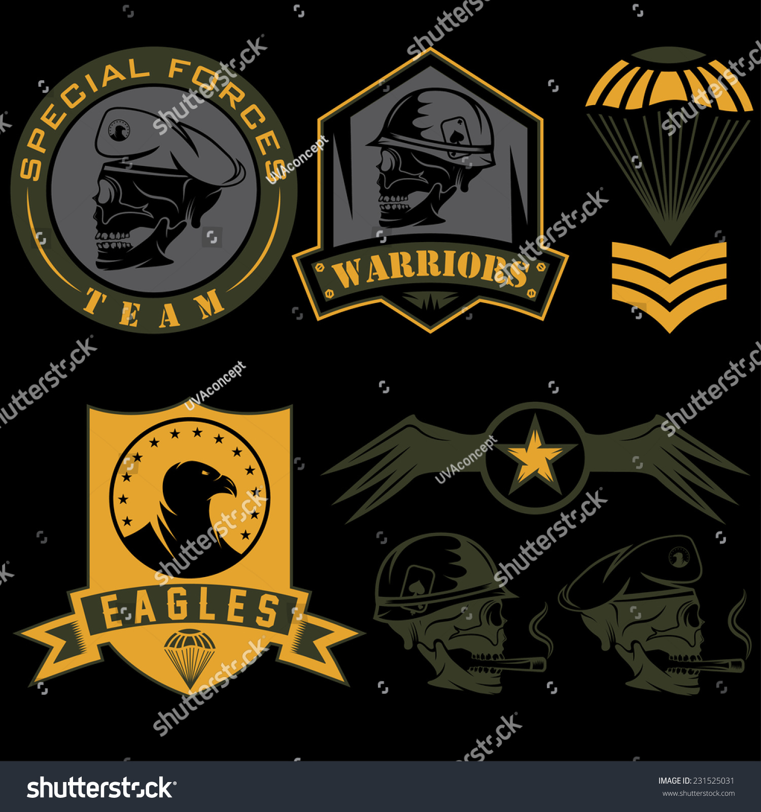 Special Unit Military Emblem Set Vector Stock Vector (Royalty Free ...