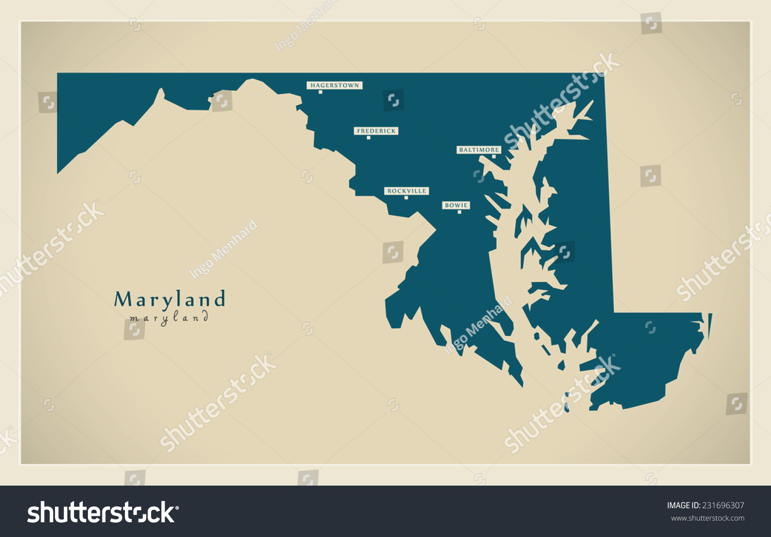 Modern Map Maryland Usa Stock Vector Royalty Free 231696307   Stock Vector Modern Map Maryland Usa 231696307 