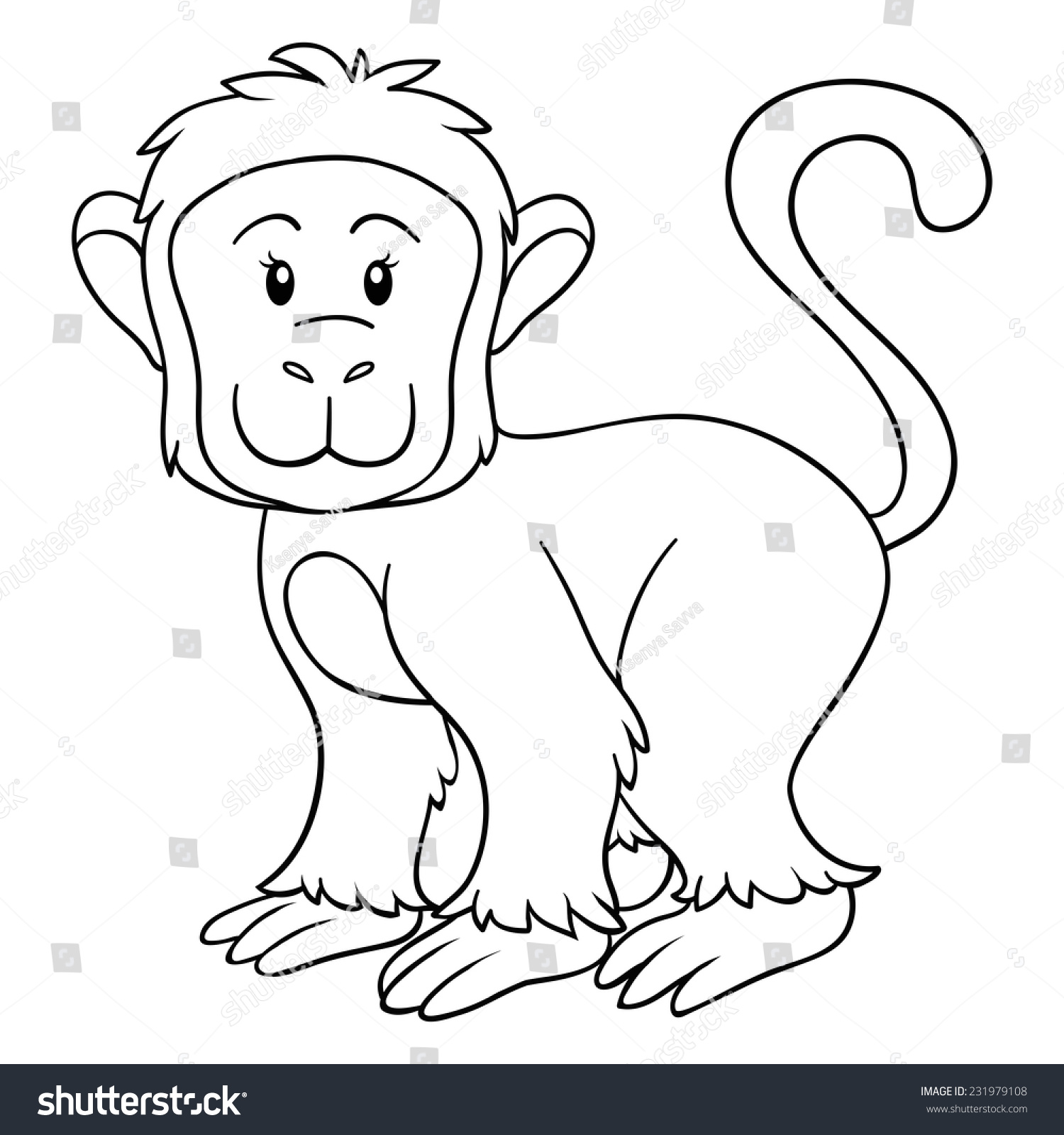 Coloring Book Monkey Stock Vector (Royalty Free) 231979108 | Shutterstock