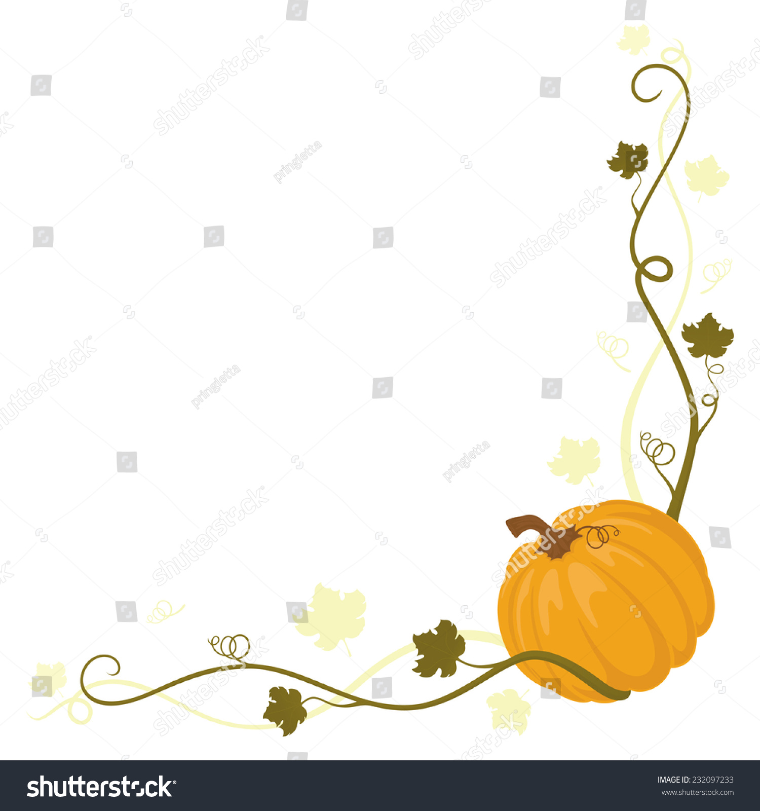 Cute Little Pumpkin Creepers Leaves Framing Stock Vector (Royalty Free ...