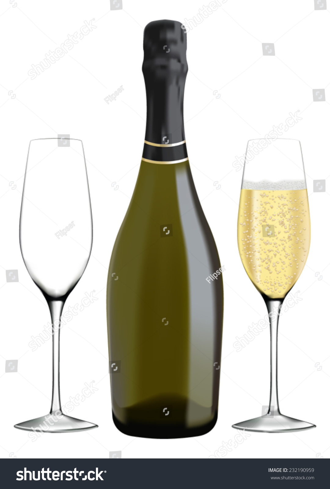 Bottle Champagne Glasses Vector Drawing Isolated Stock Vector (Royalty ...