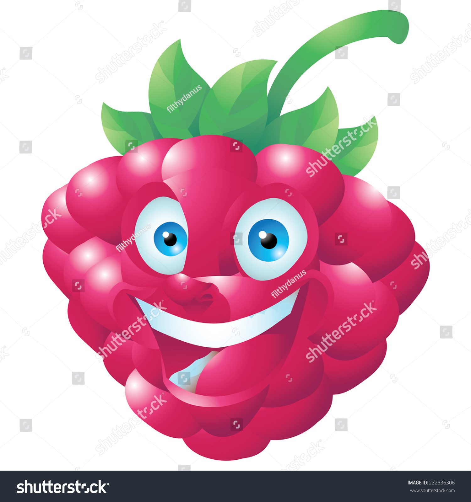 Raspberry Smiling Face Expression Cartoon Character Stock Vector ...