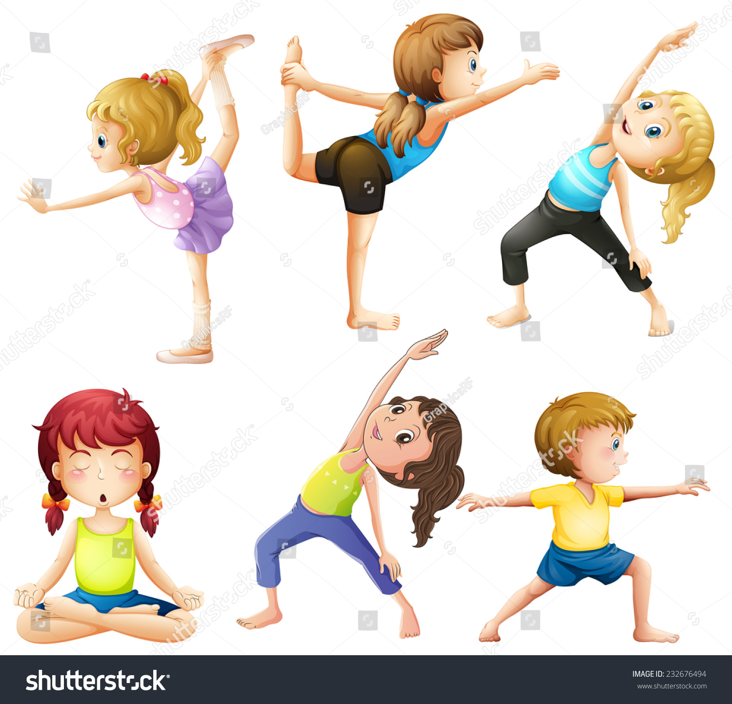 Female Practicing Poses Yoga Stock Vector (Royalty Free) 232676494 ...