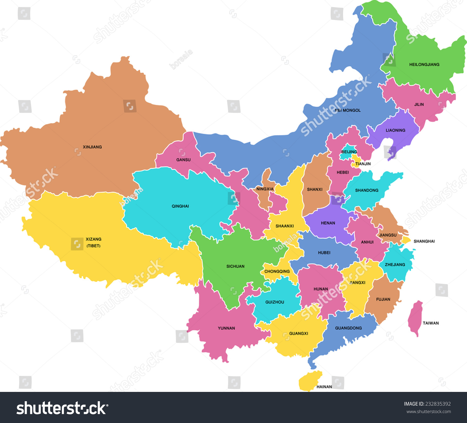 Highly Detailed China Map All Regions Stock Vector (Royalty Free ...