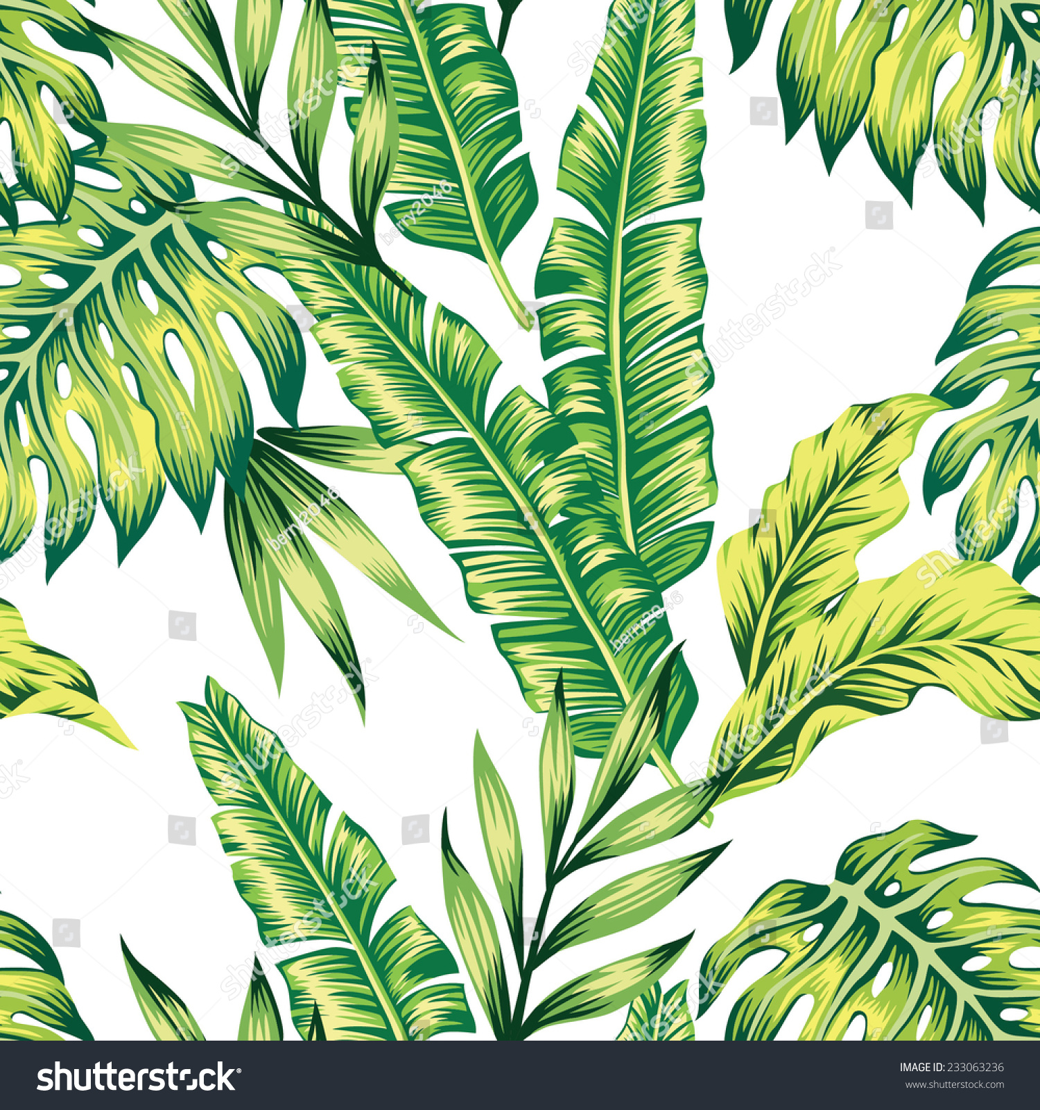 Fashion Painting Jungle Wallpaper Exotic Tropic Stock Vector (royalty 