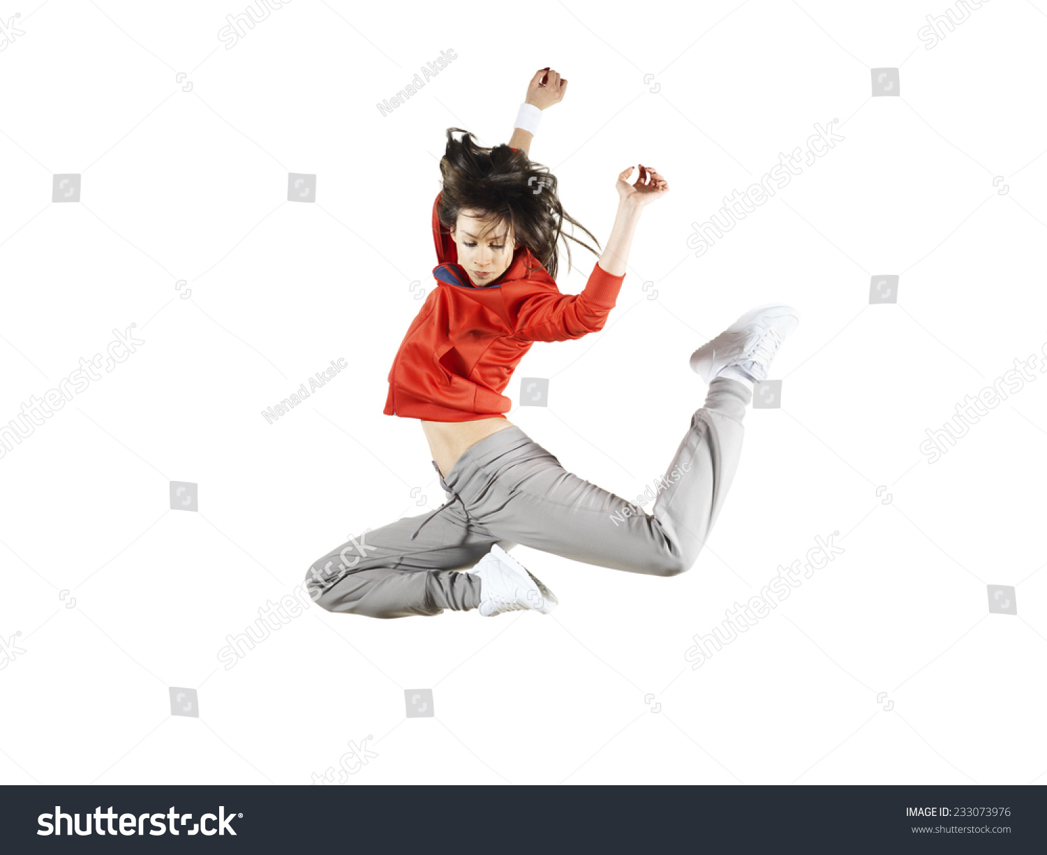 Modern Hiphop Style Teenage Girl Jumping Stock Photo 233073976 ...