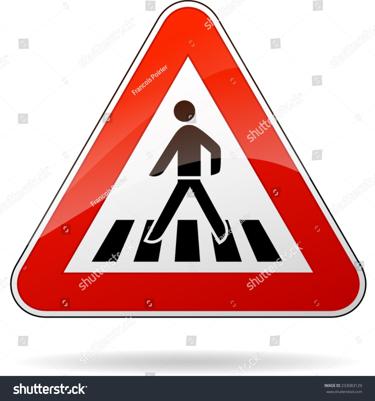 Illustration Triangular Warning Sign Pedestrian Crossing Stock Vector ...