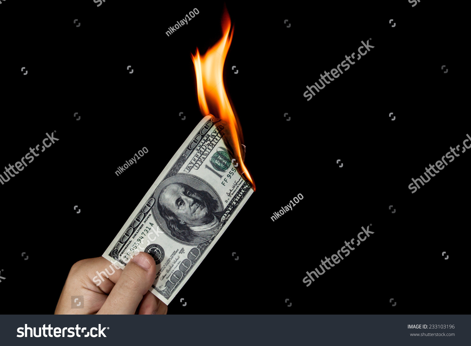 Human Hand Holding Burning 100 Dollar Stock Photo 233103196 | Shutterstock