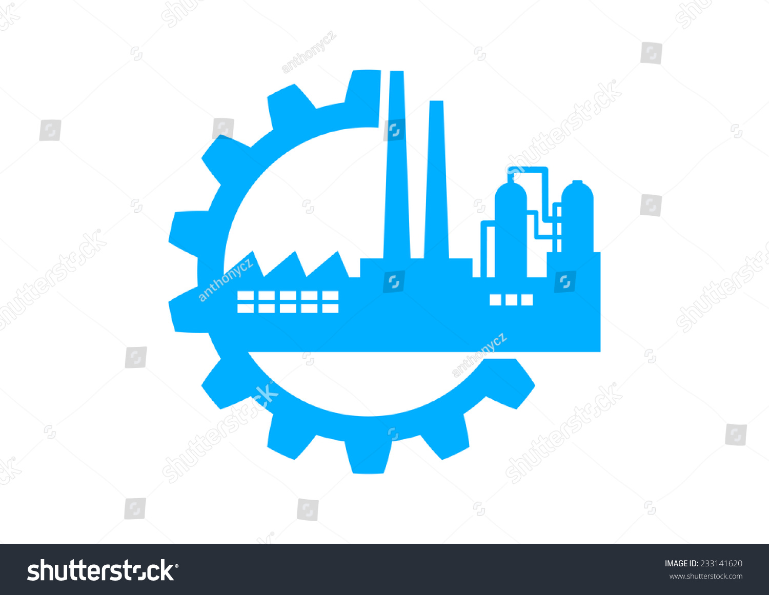 Blue Industrial Icon On White Background Stock Vector (Royalty Free ...