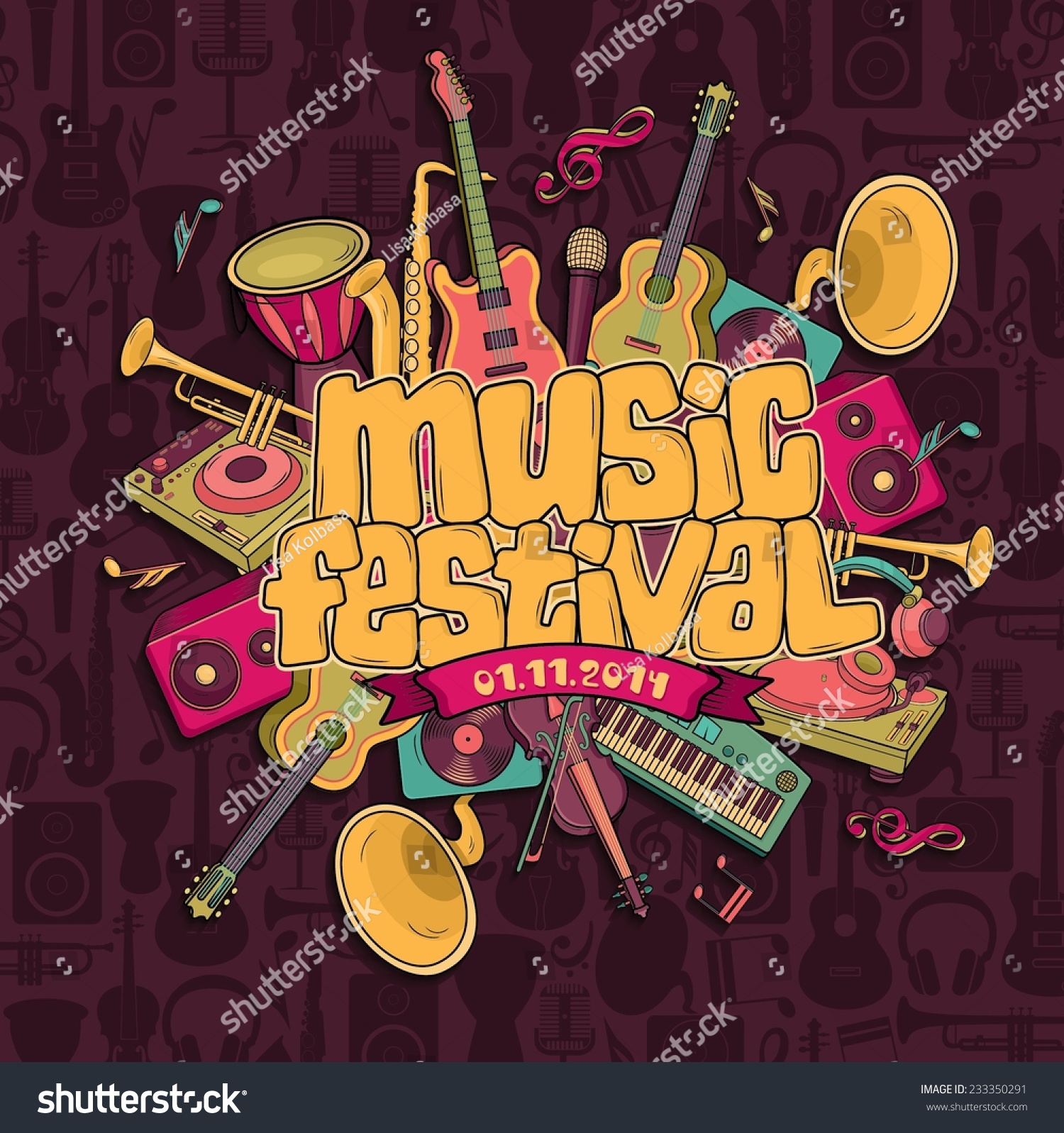 Music Festival Vector Music Background Stock Vector (Royalty Free ...